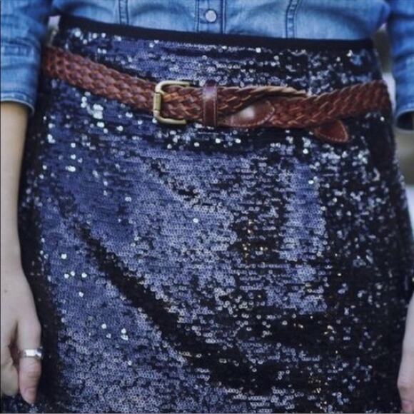 J.Crew Shirttail Mini Sequin Skirt Navy Size 6 - Picture 6 of 12